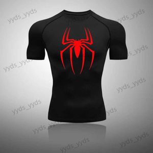 T-shirts voor heren Nieuw Sport Running Shirt Heren T-shirt Fitness Kort T-shirt Sneldrogend Trainen Gym Panty Spiershirt Compressie MMA Kleding T240124