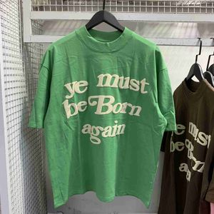 T-shirts masculins Nouvelles feuilles de bouffée de printemps et d'été doivent naître de nouveau T-shirt vert masculin cpfm tee cpfm xyz top à manches courtes yq240415