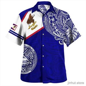 Heren T-shirts Nieuwe zomer 3D-printen Amerikaanse Samoa National Flag-shirts voor mannen Samoa Coat of Arm grafische korte mouwen Harajuku kledingtop