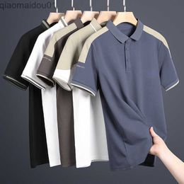 T-shirts pour hommes New Summer Ice Silk Thin Revers Half Sleeve Polo Shirt T-shirt à manches courtes pour hommes Dad Suit Business Casual Tide Brand Clothes Top L230713 L230713