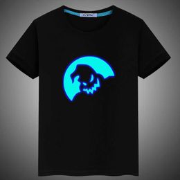 T-shirts masculins Nouveaux skull lumineux d'été imprimés pour enfants décontractés filles garçons en coton t-shirt tas t-shirts
