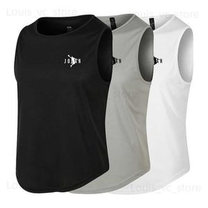 T-shirts voor heren Nieuwe zomer T-shirts voor heren Mouwloos Fitnesskleding Sportkleding Trainingsvest Mesh Sneldrogend Ademende en modieuze kleding T230831