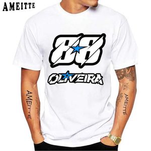 T-shirts voor heren nieuwe zomer mannen korte slve 2023 Miguel Oliveira 88 Rider T-shirt Moto Sport Boy Casual TS Motorcycle Riding White Tops T240425