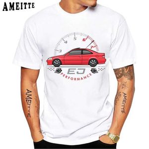 T-shirts masculins Nouveaux étés Men Slve Jdm Style Civic EJ8 T-shirt classique rouge RECEP