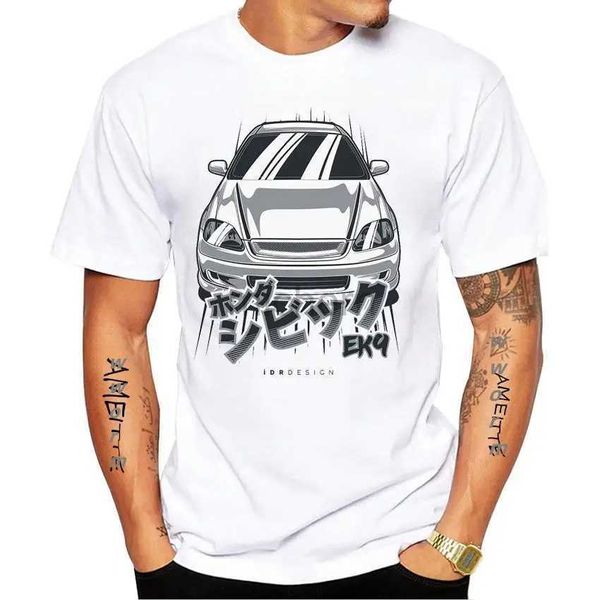 T-shirts masculins Nouveaux hommes d'été à manches courtes à manches courtes Kanjozoku Honda Civic Type R EK9 T-shirt de design automobile drôle Hop Boys Top Casual Cool Mens T-shirt D240509