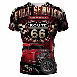 T-shirts voor heren Nieuwe zomerheren T-shirt Ghost Route 66 Grafische T-shirts Men Kleding Casual Losse korte slev top Otensed kleding strtwear T240505