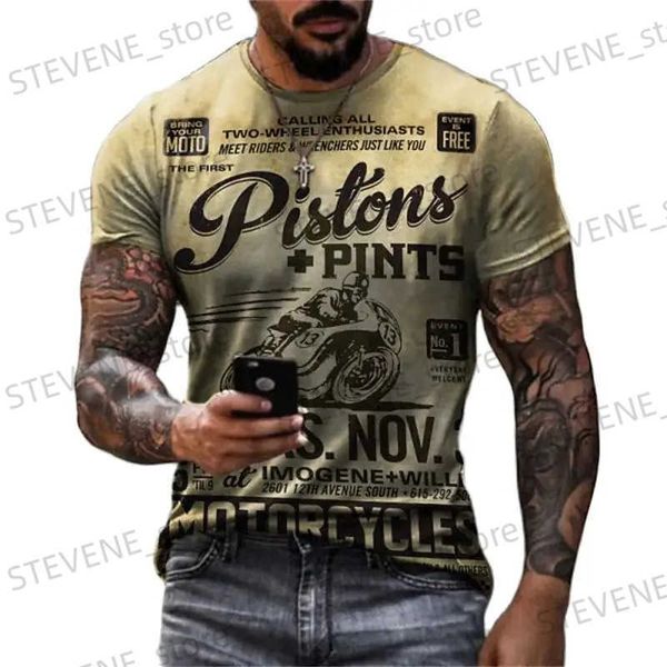 T-shirts hommes Nouveau Vintage Moto T-shirts pour hommes 3D imprimé Biker hommes T-shirt Vintage surdimensionné à manches courtes Moto hauts t-shirt hommes T231219