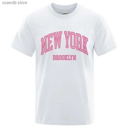 T-shirts voor heren New York Brooklyn Pink City Letter T-shirts Man Casual katoenen T-shirt Zomer Ademend T-shirt Casual losse mannelijke T-shirt T240105