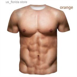 T-shirts pour hommes Le plus récent homme musclé 3D imprimé T-shirt Mode drôle Tops à manches courtes Pull Hommes Vêtements T-shirt Strtwear Lâche Mâle Y240321
