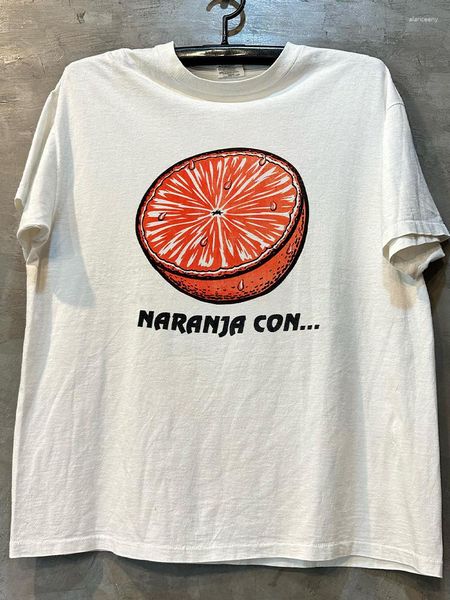Camisetas para hombres Diseño de nicho de naranja Y2G Vintage Maychao Fried Street Camiseta corta y Camiseta de escote inactivo para mujeres