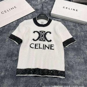 T-shirts masculins Niche Design Brand Trendy Silver Yarn Jacquard Lettre à manches courtes