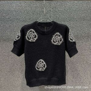 T-shirts voor heren Niche Design Trendy Brand Bright Silk Thread Jacquard gebreide korte mouwen top