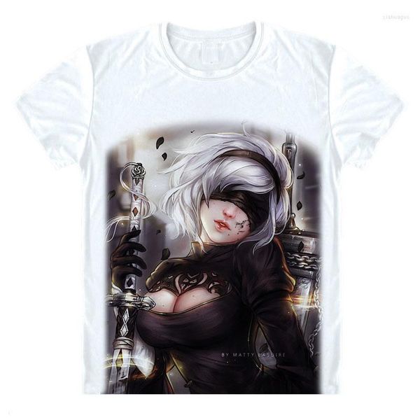 T-shirts pour hommes Nier Automata Shirt 2B YoRHa No. 2 Type B T-Shirt Soldier Cosplay Anime Tee