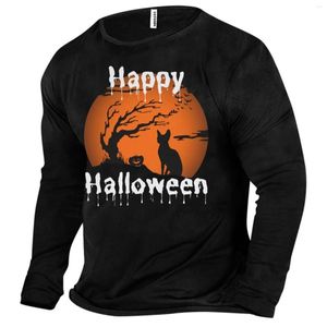 Heren T-shirts Nachthemden voor heren Halloween-collectie Casual bedrukt overhemd met lange mouwen Gepersonaliseerde trendy westerse slijtagetops