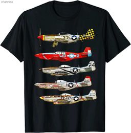 T-shirts pour hommes North American P-51 Mustang Fighter Hommes T-Shirt Court Casual 100% Coton t-shirts Taille S-3XL