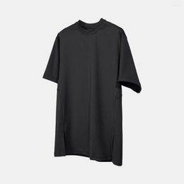 T-shirts pour hommes Nosucism 23ss T-shirt à coupe structurelle Nylon Matériau extensible dans les 4 sens Séchage rapide Ourlet fendu Techwear Esthétique Décontracté Basique