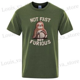 T-shirts masculins pas rapides pas furieux kawaii paresseux imprimer des hommes mous les t-shirts surdimensionnés respirants