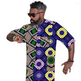 Heren t shirts roman ontwerp heren dashiki shirt patchwork tops half mouwen mannelijke nigeriaans mode patroon Afrikaanse trouwkleding