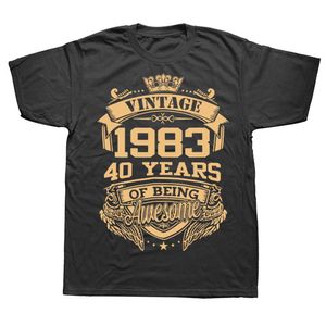 T-shirts voor heren nieuwheid 1983 40 jaar zijn geweldig 40e t shirts grafisch katoen streetwear korte mouw verjaardagscadeaus zomerstijl t-shirt 022223H