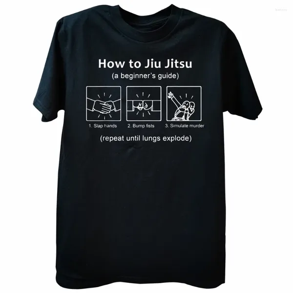 Camisetas para hombre, novedad, regalos BJJ, camiseta clásica de manga corta con gráfico de guía Jiu Jitsu brasileño para principiantes, ropa informal de algodón