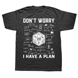 Men's T-Shirts Novelty Dungeon Dragon T Shirts Graphic Strtwear Short Slve I Have A Plan D20 Dice Role Playing Game DnD T-shirt Men T240506