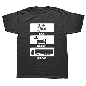Camisetas para hombre Novedad Eat Sleep Drive Camiseta de camionero Manga corta para hombre Ropa de calle Hip Hop Impreso Top Tees