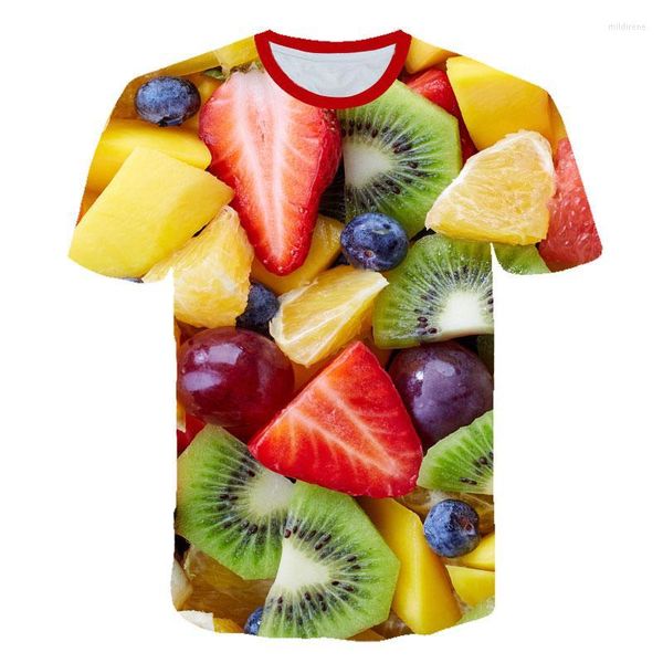 Hommes T-shirts Nouveauté Fruits Nourriture Chemise 3D Hommes Canettes De Bière Imprimé Hip Hop Ras Du Cou À Manches Courtes Hommes / Femmes T-shirt Tee Tops En Gros