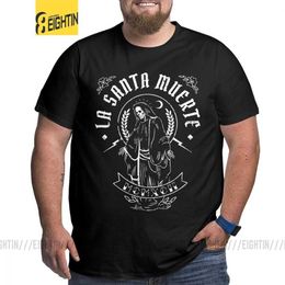 Camisetas para hombres Novedad de la Santa Muerte para hombres Camisetas de algodón puro alto Big Fat Death Skull Manga corta Camas 4xl 5xl T240425