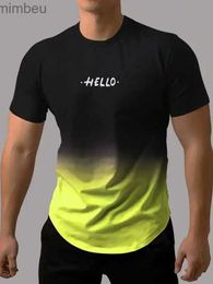 T-shirts voor heren O-hals 3D-printen Gradiëntkleur Hallo Heren T-shirt Zomer Hot Sale Nieuwe Casual Korte mouwen Mode Oversized Straat TopL240111