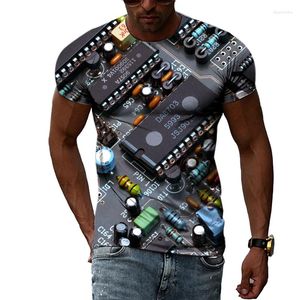 T-shirts pour hommes col rond haut décontracté impression 3d puce électronique hommes T-shirt 2023 été créatif respirant Fitness rue surdimensionné court