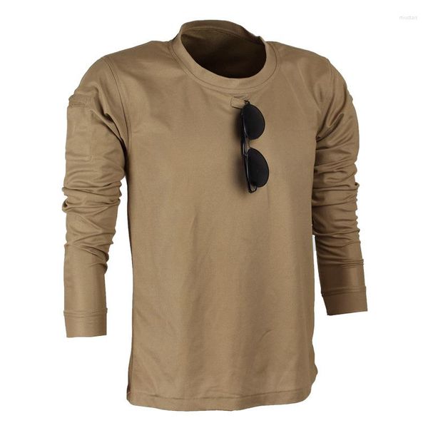 Hommes t-shirts col rond hommes printemps automne à manches longues multifonction militaire tactique hauts respirant hommes t-shirts vêtements