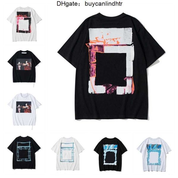 Camisetas para hombres Off Offs White Tees Flecha Summer Finger Camiseta Camiseta de manga corta para hombres y mujeres impresas en el estampado negro FKR1 FKR1