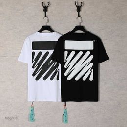 Camisetas masculinas Off White Graffiti High Street Fashion Marca Solta Manga Curta T-shirt Peso Tecido QOZM 7UIX