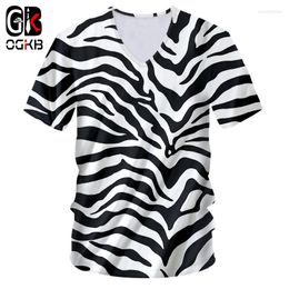 T-shirts pour hommes OGKB T-shirt Hombre Factory Deep V-cou Slim Fit Leopard 3D Tshirt Print Zebra Stripes Hiphop 5XL Tenue Printemps