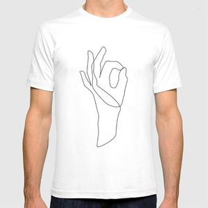 T-shirts pour hommes Ok Shirt All Right Hand Geste Sign Language Illustration Dessin au trait Minimalist Sketch Single Black And White