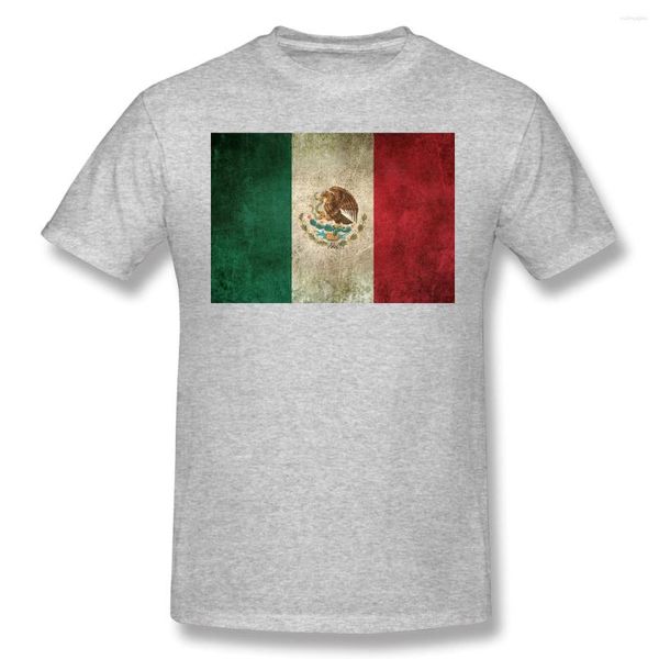 Camisetas para hombre, camiseta Vintage desgastada y desgastada con bandera de México, camisetas cortas básicas de manga, camiseta informal R333, talla europea