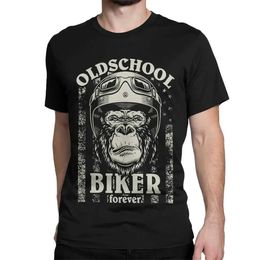 T-shirts voor heren Old School Biker Motorfiets Bike Gorilla Men T Shirts Racing T Shirt Round Collar T-shirt katoen verjaardagscadeau kleding T240425