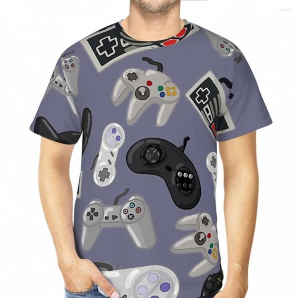 T-shirt da uomo Controller per videogiochi Old School Motivo ripetuto T-shirt in poliestere con stampa 3D T-shirt manica corta da uomo Sport Streetwear Top