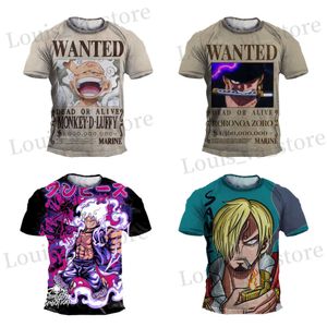 T-shirts masculins One Piece Monkeydluffy Gear Fifth Sun God God Nika Cosplay Come Men T-shirt Kids Boy Clothes Boys T-shirts Childrens Clothing T240419