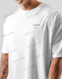 T-shirts hommes One Point Lyft Imprimer Big T-shirt Hommes Courir Sport Gym Fitness Entraînement Oversize 100% coton T-shirt Mens Bodybuilding Tee Tops T240124