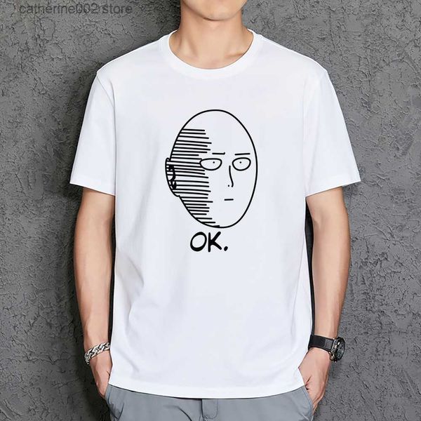 T-shirts pour hommes One Punch Man Saitama T-shirt Hommes OK Japonais Anime T-shirt Dessin Animé T-shirts 2023 Été Tops Coton À Manches Courtes T-shirt Drôle T230601