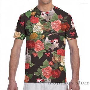 Heren t shirts opossum bloemen patroon heren t-shirt vrouwen overal over print mode meisje shirt boy tops tees short mouw t-shirts