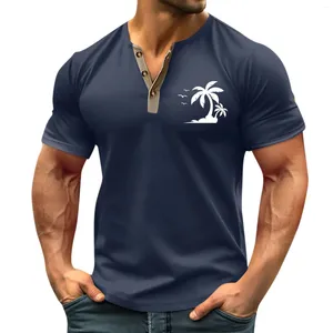 T-shirts pour hommes Original élégant mode imprimé pour hommes Combo col en v manches courtes été Blouse Slimfit Camisa Hombre