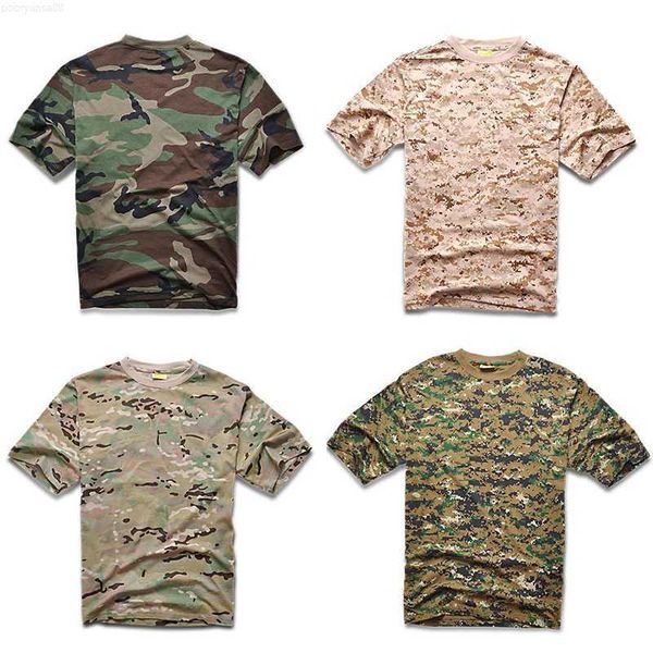 Camisetas Masculinas Ciclismo Ao Ar Livre Esporte Manga Curta Camuflagem Militar Tática em Torno do Pescoço Respirável Camp Python Camiseta