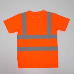T-shirts pour hommes chemises fluorescentes extérieures High Visibility Safety Work Shirt Summer Breatch Work Shirt Reflective Vest Séchage rapide T-shirt Q240517