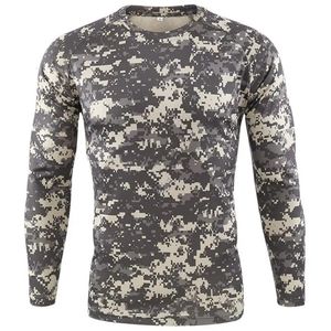 T-shirts pour hommes T-shirt à séchage rapide en plein air Hommes Camouflage tactique à manches longues Col rond Sports Armée militaire Tshirt Camo Funny 3D T-shirt 231110