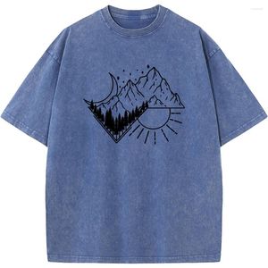 Heren T-shirts Outdoor Rechthoekig Dag en Nacht Shirt met korte mouwen Heren Dames Casual Mode Oversized Unisex Ademende T-shirts