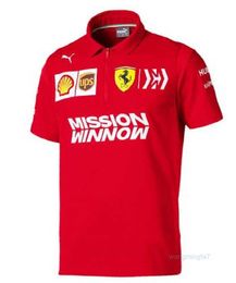 T-shirts voor heren Outdoor T-shirts F1 Racing poloshirt met halve rits Casual los korte mouwen Rood Flip-kraag Speed Drop Team Uniform 0or6