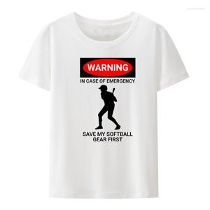 T-shirts pour hommes en plein air avertissement d'urgence Softball coton T-shirts t-shirt Cool Y2k vêtements style loisirs été Hipster graphique t-shirts