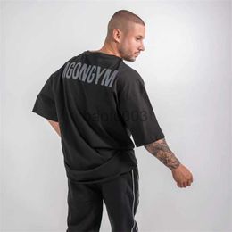 T-shirts pour hommes T-shirt ample surdimensionné Été 2023 Bodybuilding Fitness Coton Hip Hop T-shirt Muscle Pour Hommes Tee Gym Male Stringer Tees Tops J230531